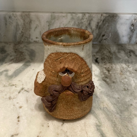 Handmade Ceramic Pottery Ugly Grumpy Face Coffee Mug - Picture 3 of 5